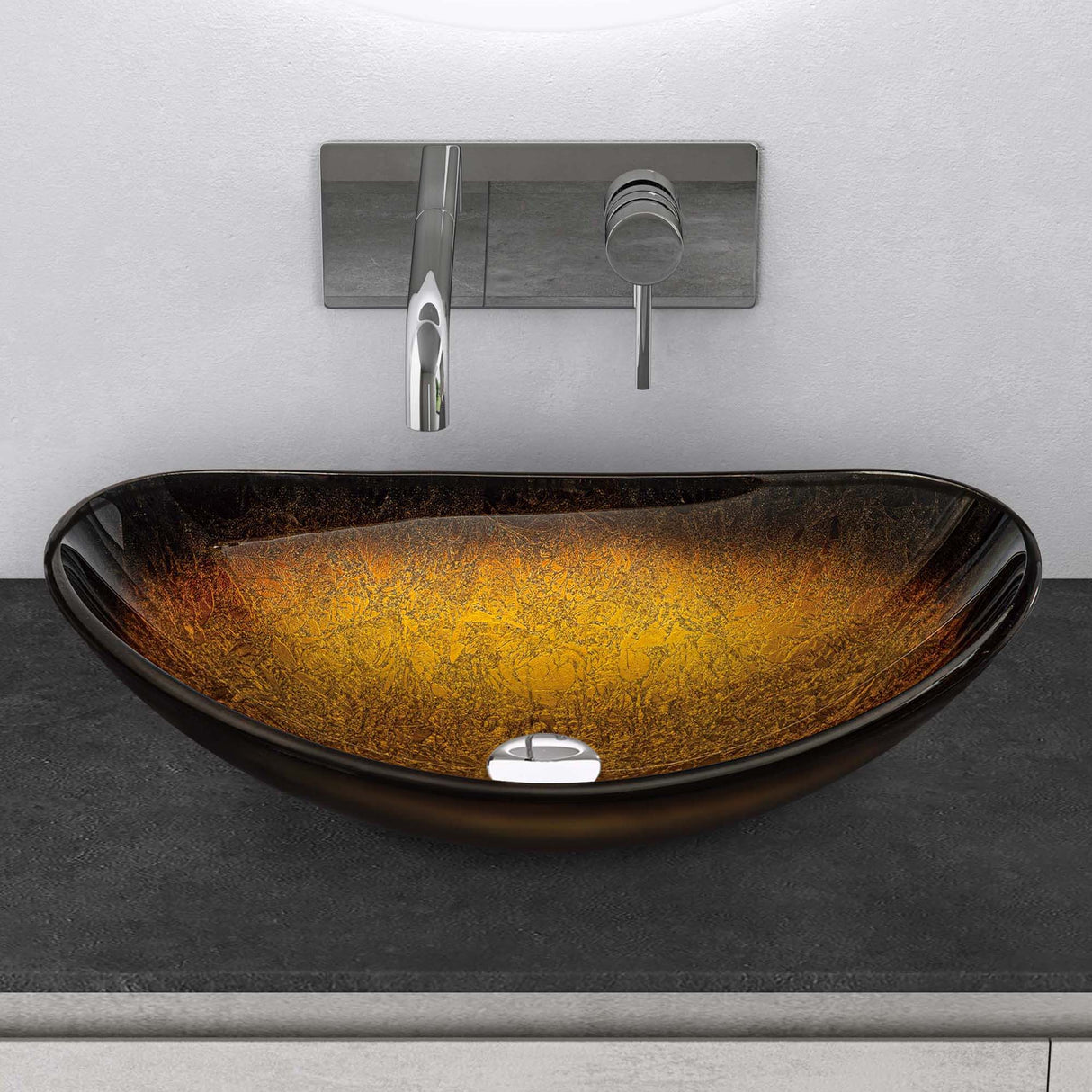glasvilla Waschbecken Glas Aufsatzwaschbecken Glaswaschbecken Handwaschbecken Waschschale Oval Minerva08
