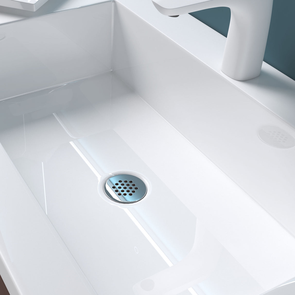 Lavabo Glasvilla, lavabo encastré, vasque à droite, L x P x H : 120 x 46 x 13,5 cm, lavabo design en résine minérale moulée blanche, Colossum820