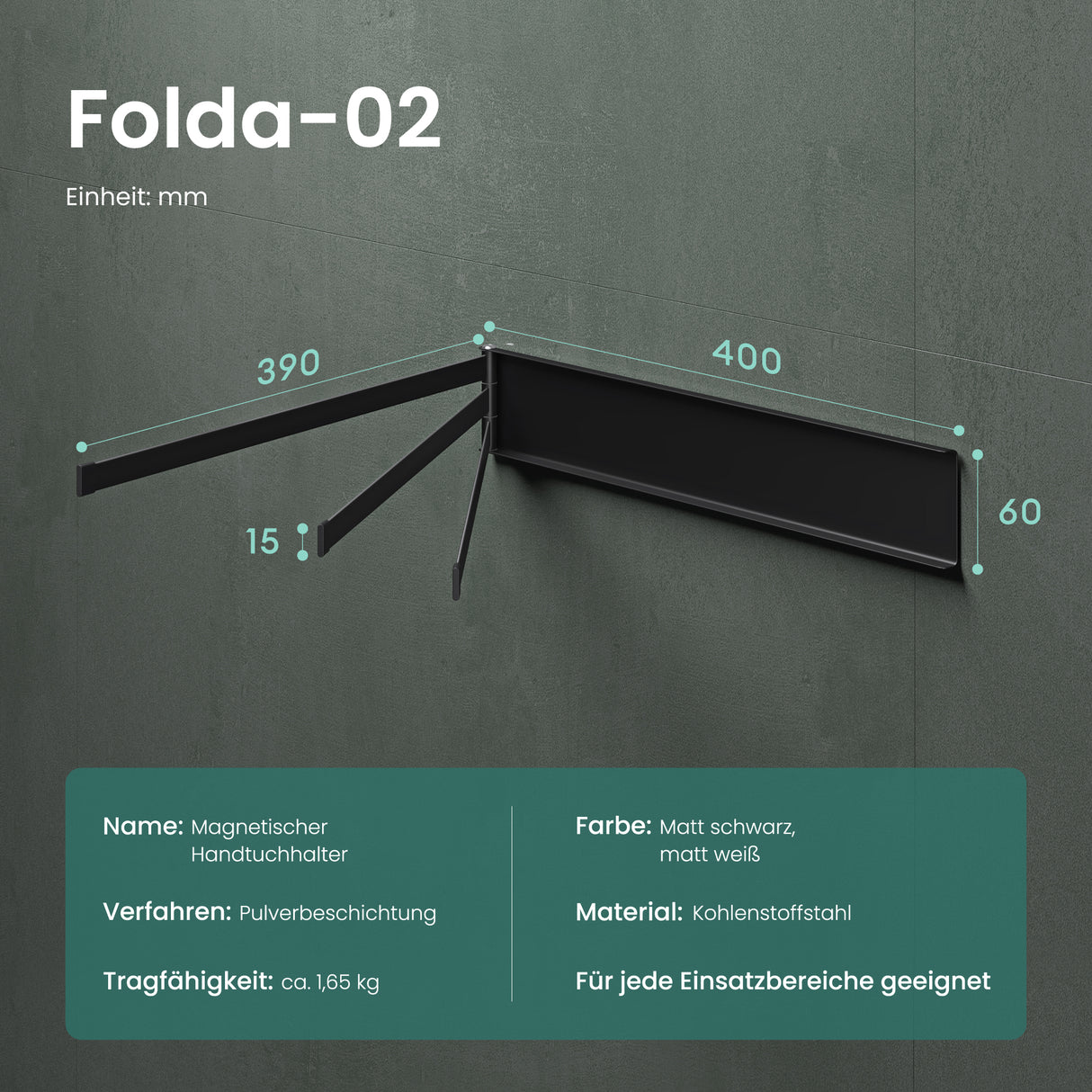 soporte para toallas glasvolla sin taladrar, giratorio 180° con 3 brazos, barra para toallas autoadhesiva o magnética, soporte para toallas de baño para baño y cocina Folda-02
