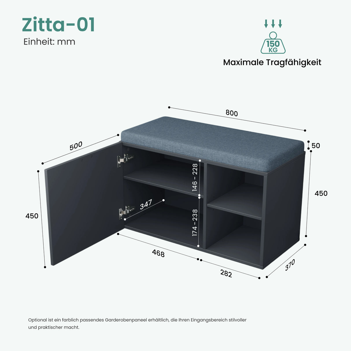 glasvilla Panchina Scarpiera con Cuscino, Ripiani Regolabile, Maniglia in Lega di Alluminio, Scarpiera con Seduta Salvaspazio da Ingresso, Corridoio, Zitta-01