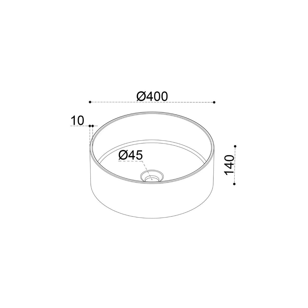Vasque ronde Glasvilla 40x40x15cm Col804 à poser, sans trou de robinetterie ni trop-plein