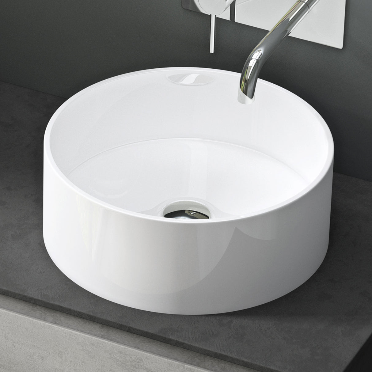 Vasque ronde Glasvilla 40x40x15cm Col804 à poser, sans trou de robinetterie ni trop-plein