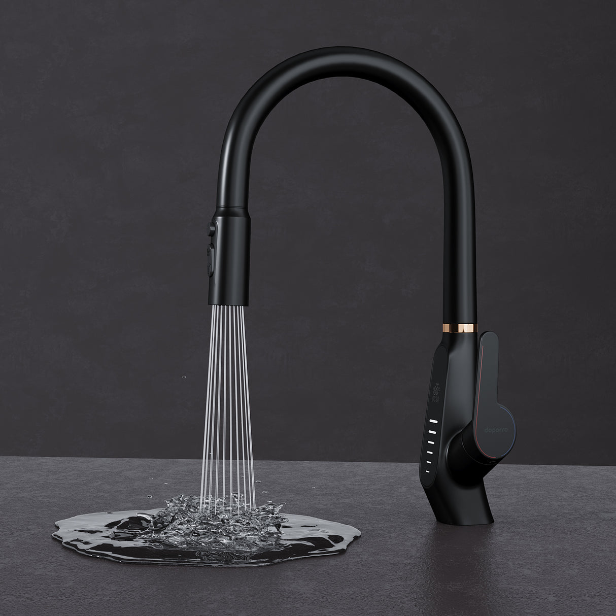 glasvilla Rubinetto da Cucina Estraibile con 3 Modalità e di Getto e Display digitale a LED Rubinetto per Lavello con Tubi e Accesorri Ruotabile a 360° MS-8085