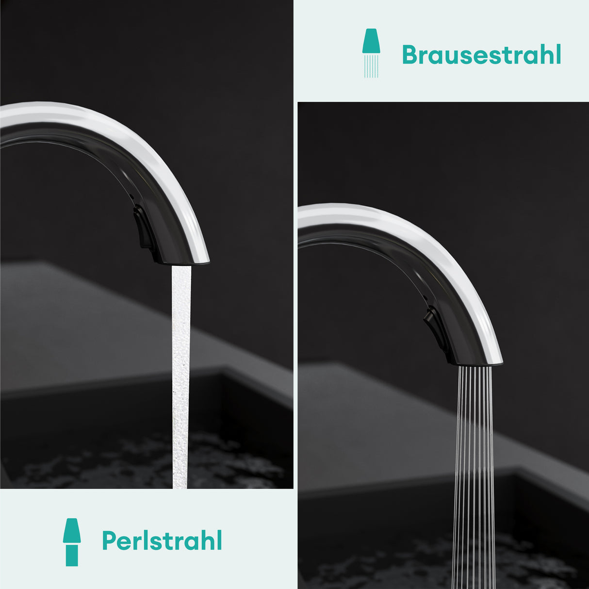 glasvilla Rubinetto da Cucina Miscelatore con Monocomando in Ottone Ruotabile a 360° Rubinetto da Cucina con Tubi e Accesorri, MS-8095