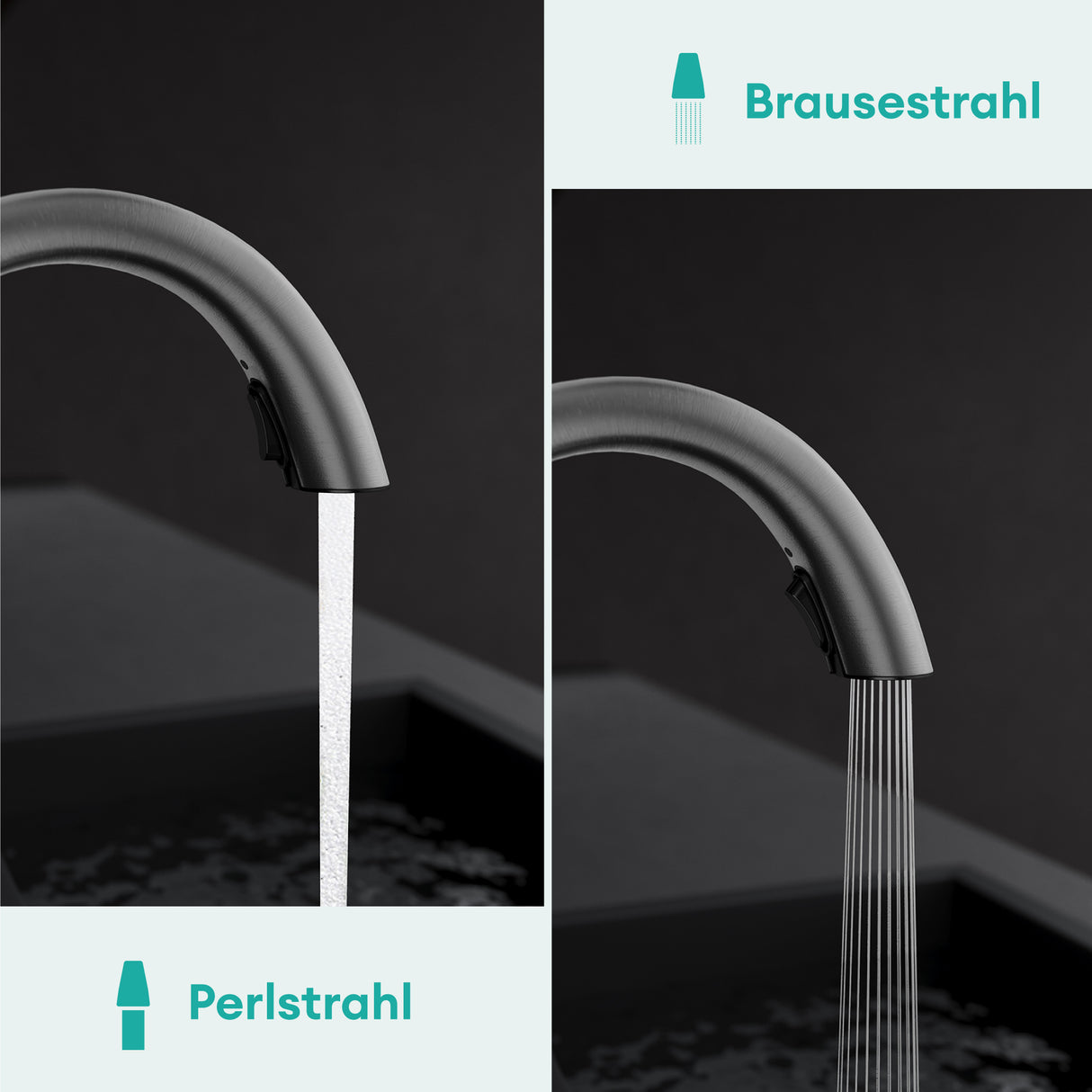 glasvilla Rubinetto da Cucina Miscelatore con Monocomando in Ottone Ruotabile a 360° Rubinetto da Cucina con Tubi e Accesorri, MS-8095