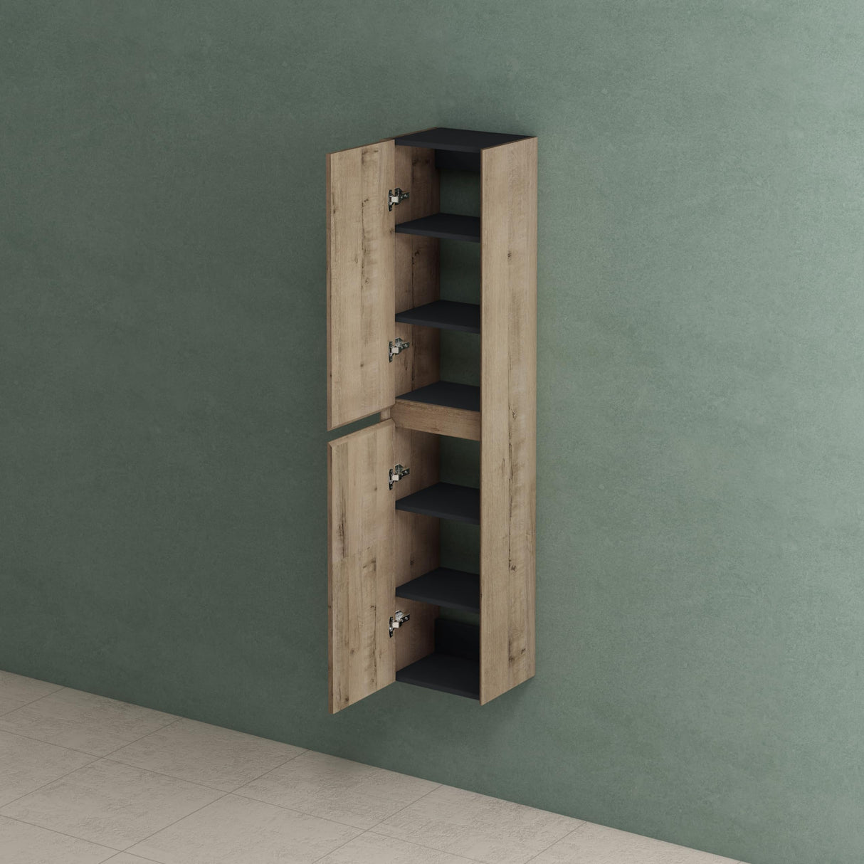 glasvilla Armoire Haute Polyvalente Armoire de Salle de Bain avec 2 Portes et 6 Compartiments Étagère de Salle de Bain 35x30x160 cm Rimo