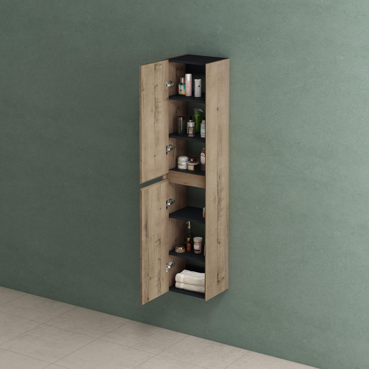 glasvilla Armoire Haute Polyvalente Armoire de Salle de Bain avec 2 Portes et 6 Compartiments Étagère de Salle de Bain 35x30x160 cm Rimo