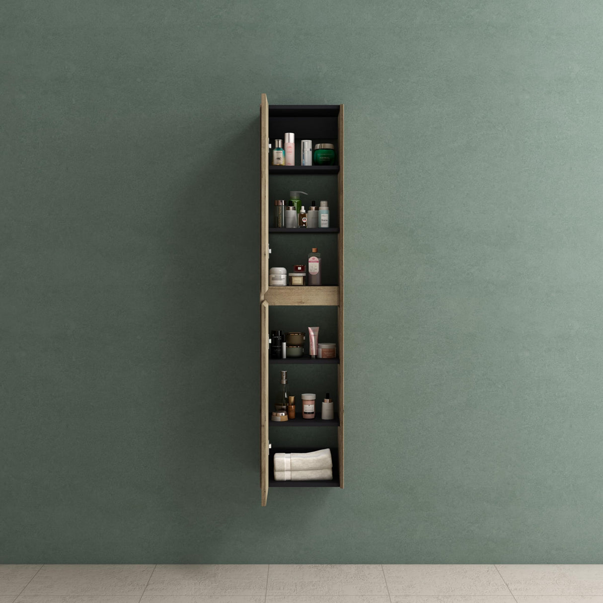 glasvilla Armoire Haute Polyvalente Armoire de Salle de Bain avec 2 Portes et 6 Compartiments Étagère de Salle de Bain 35x30x160 cm Rimo