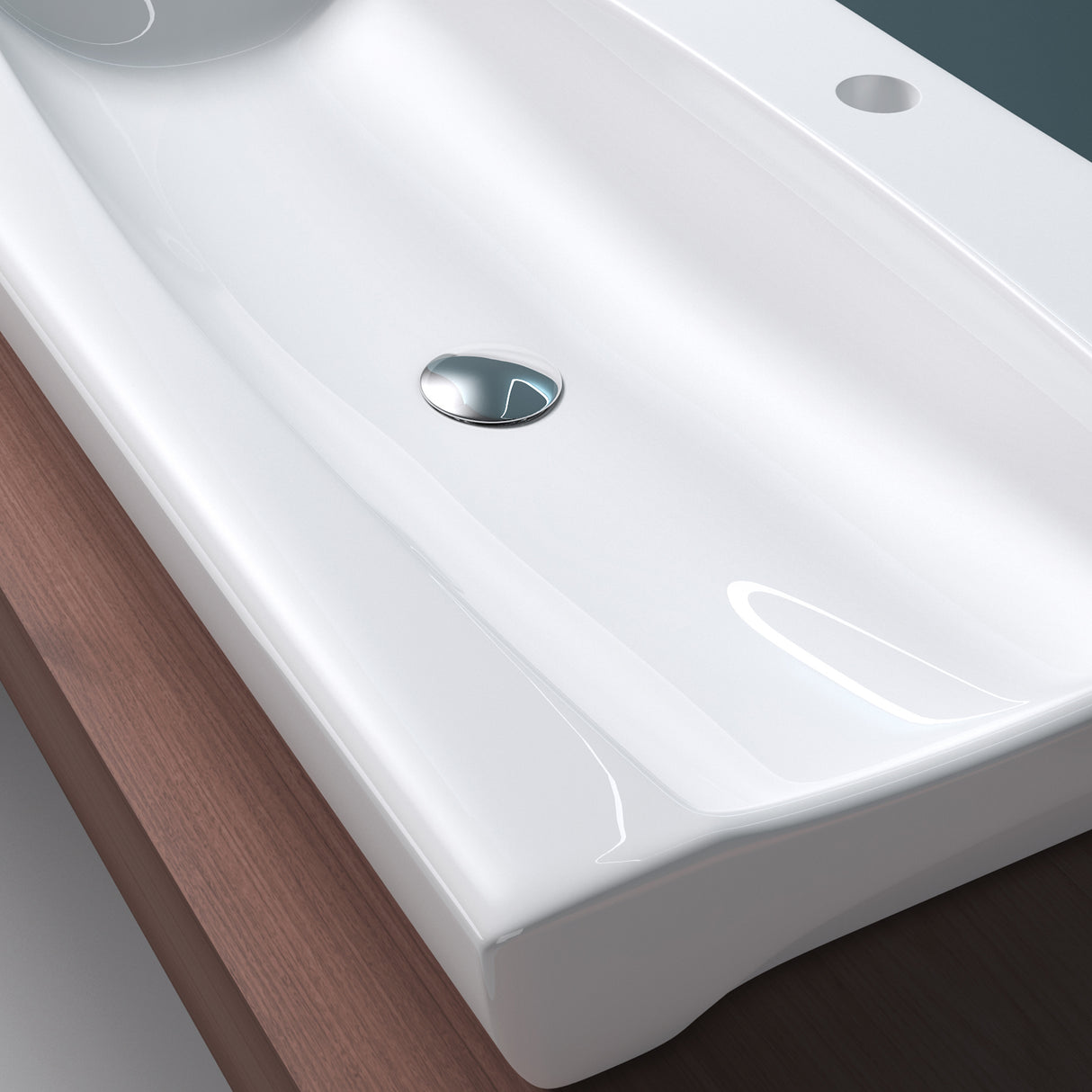 Lavabo à poser Glasvilla, Lavabo suspendu, Dimensions (L x H x P) : 63 x 40 x 12 cm, Céramique blanche avec revêtement nano, Bruxelles 890