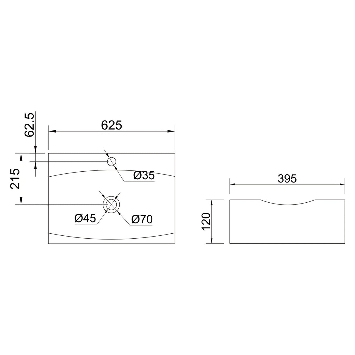 Lavabo à poser Glasvilla, Lavabo suspendu, Dimensions (L x H x P) : 63 x 40 x 12 cm, Céramique blanche avec revêtement nano, Bruxelles 890