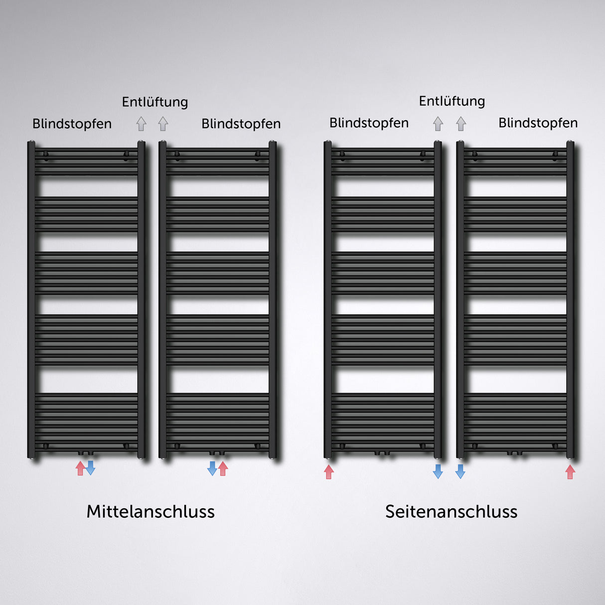 glasvilla Radiateur de Salle de Bain Sèche-Serviettes Électrique avec Raccordement Latéral Radiateur Tubulaire RHE avec Élément Chauffant 02