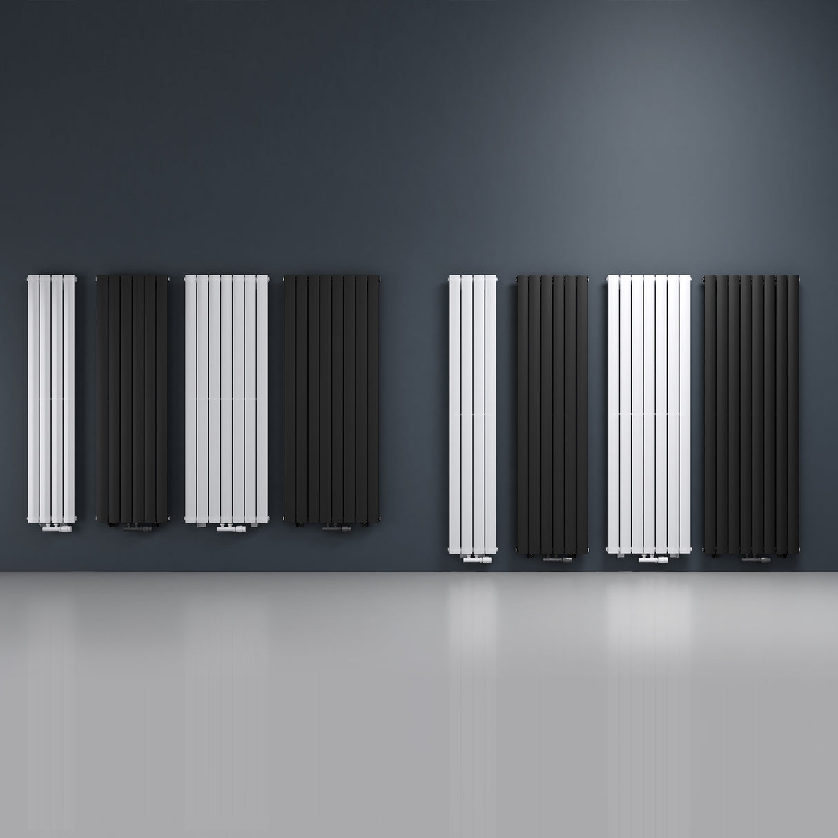 radiador plano Glasvilla con conexión central y conexión lateral, radiador de panel, calefacción de baño, de una capa de acero FV