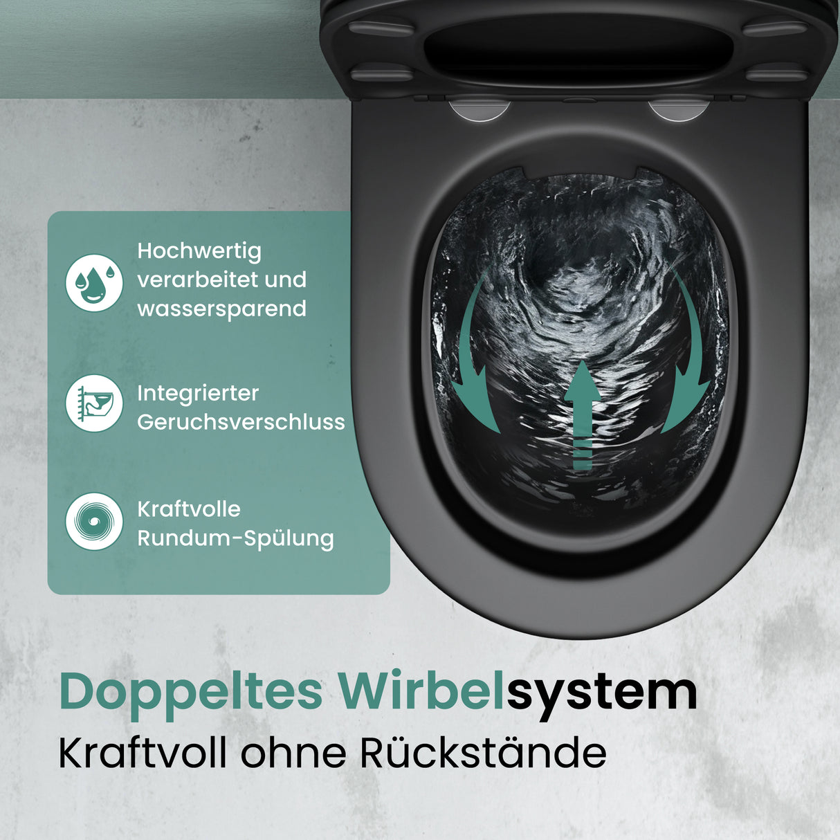 glasvilla Wand WC spülrandlos Schwarz Hänge WC spülrandlos Toilette WC mit Sitz Softclose Aachen179