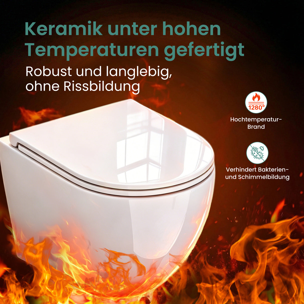 glasvilla Wand WC spülrandlos Schwarz Hänge WC spülrandlos Toilette WC mit Sitz Softclose Aachen179