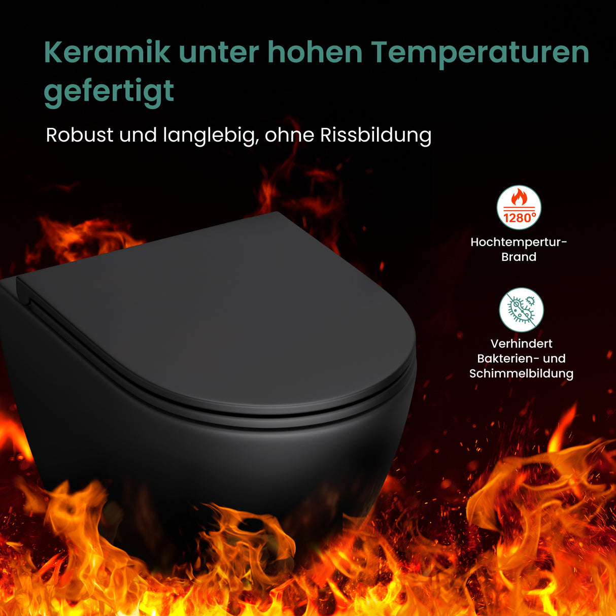 glasvilla Wand WC spülrandlos Schwarz Hänge WC spülrandlos Toilette WC mit Sitz Softclose Aachen179