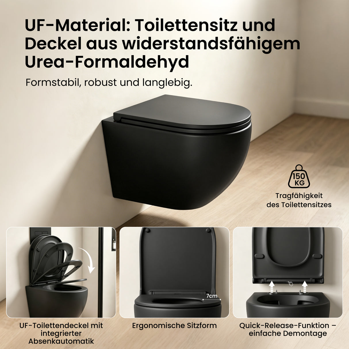 glasvilla Wand WC spülrandlos Schwarz Hänge WC spülrandlos Toilette WC mit Sitz Softclose Aachen179