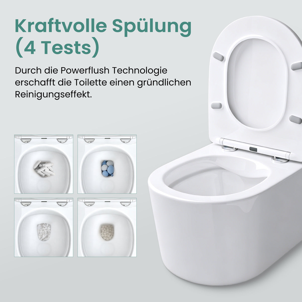 Glasvilla Design – Inodoro suspendido sin reborde en cerámica blanca con asiento Soft-Close