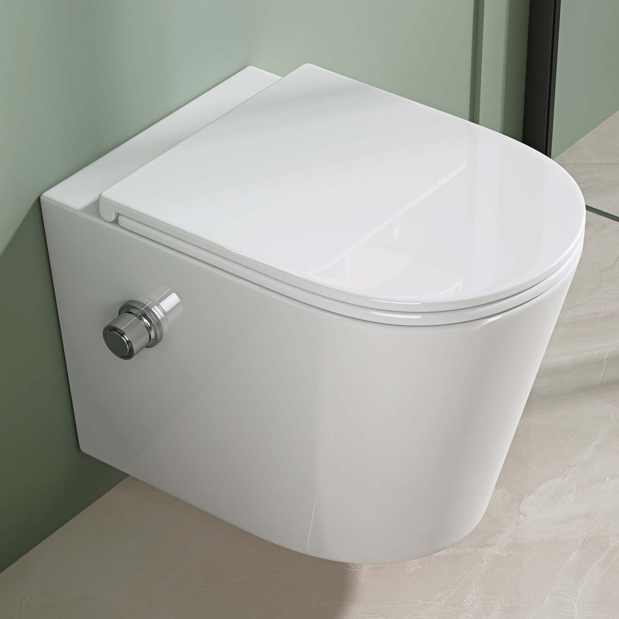 glasvilla Hänge WC Toilette Wand-WC Spülrandlos Blanco de Cerámica Montaje en Pared con Absenkautomatik Aachen601