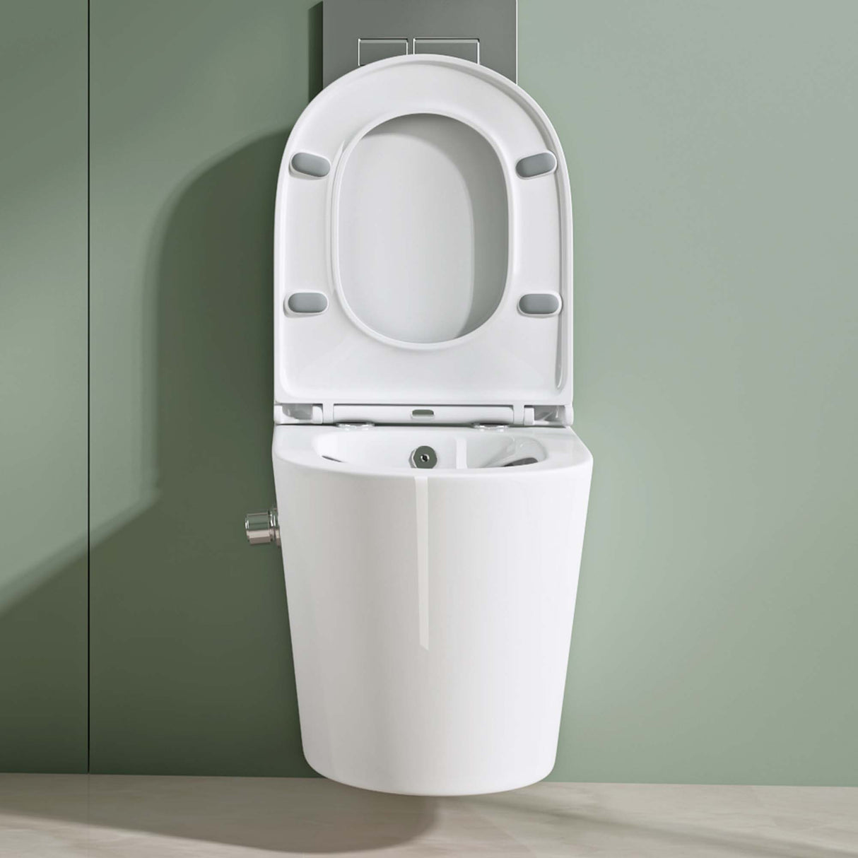 glasvilla Hänge WC Toilette Wand-WC Spülrandlos Blanco de Cerámica Montaje en Pared con Absenkautomatik Aachen601