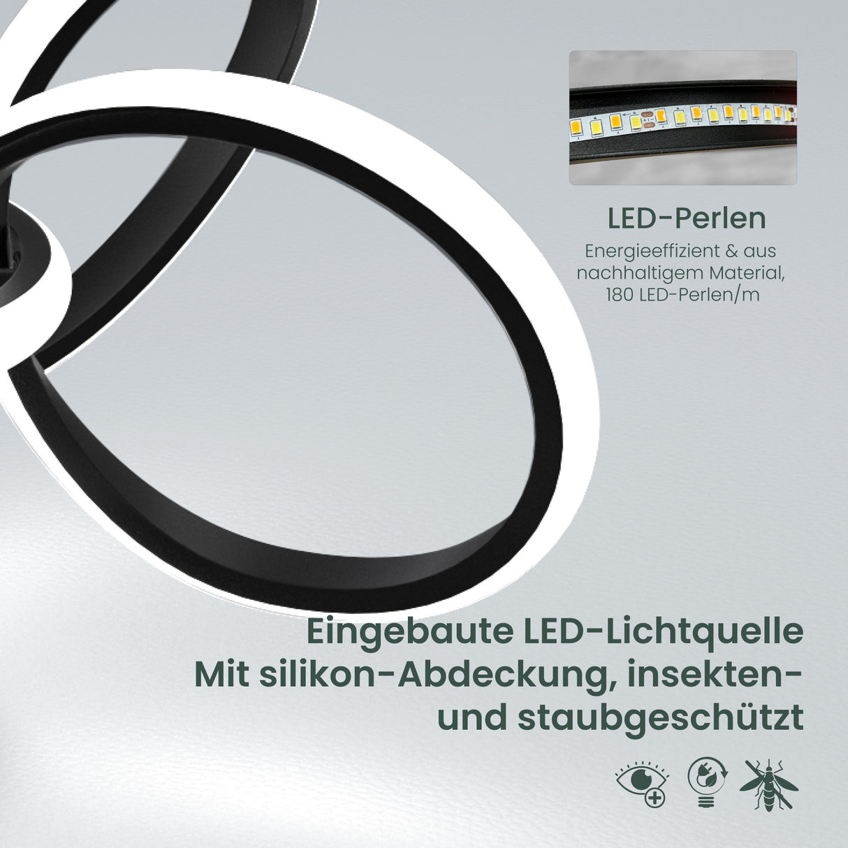 glasvilla Plafonnier LED avec Télécommande Intensité Lumineuse Réglable en Continu 3000 à 6400K Sans Scintillement 65W Noir Idéal pour Chambre Salon Bureau ou Couloir