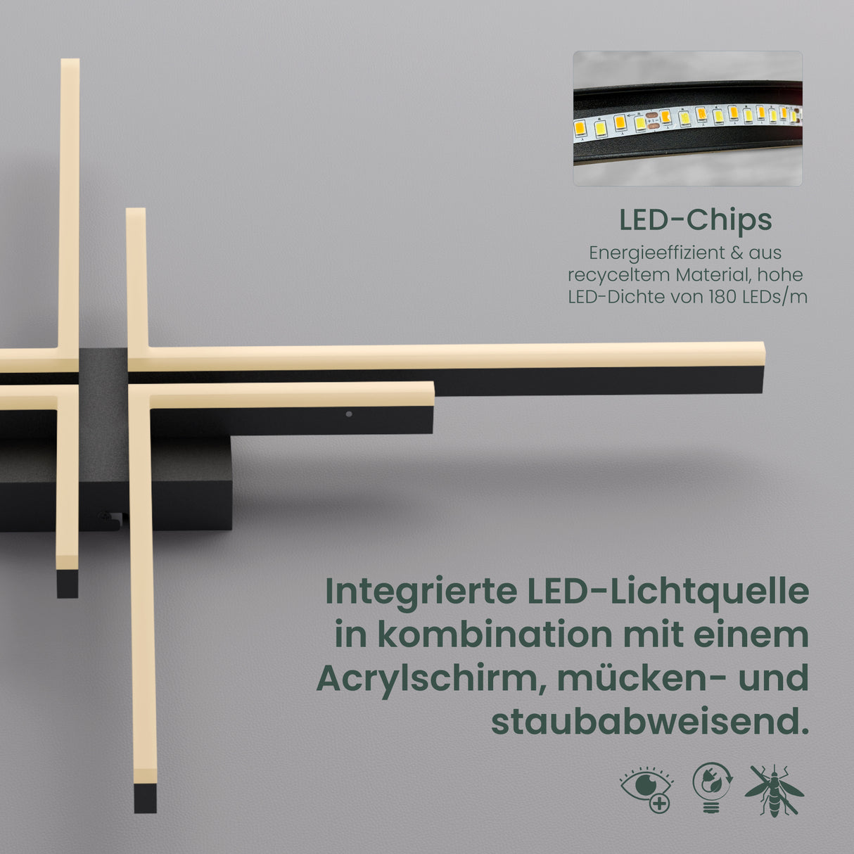 glasvilla LED Deckenleuchte Deckenlampe mit Fernbedienung 795mm, Stufenlos dimmbar 3000-6400K, Zimmerlampe 48W Schwarz für Schlafzimmer, Wohnzimmer, Arbeitszimmer, Flur Alivetta25039