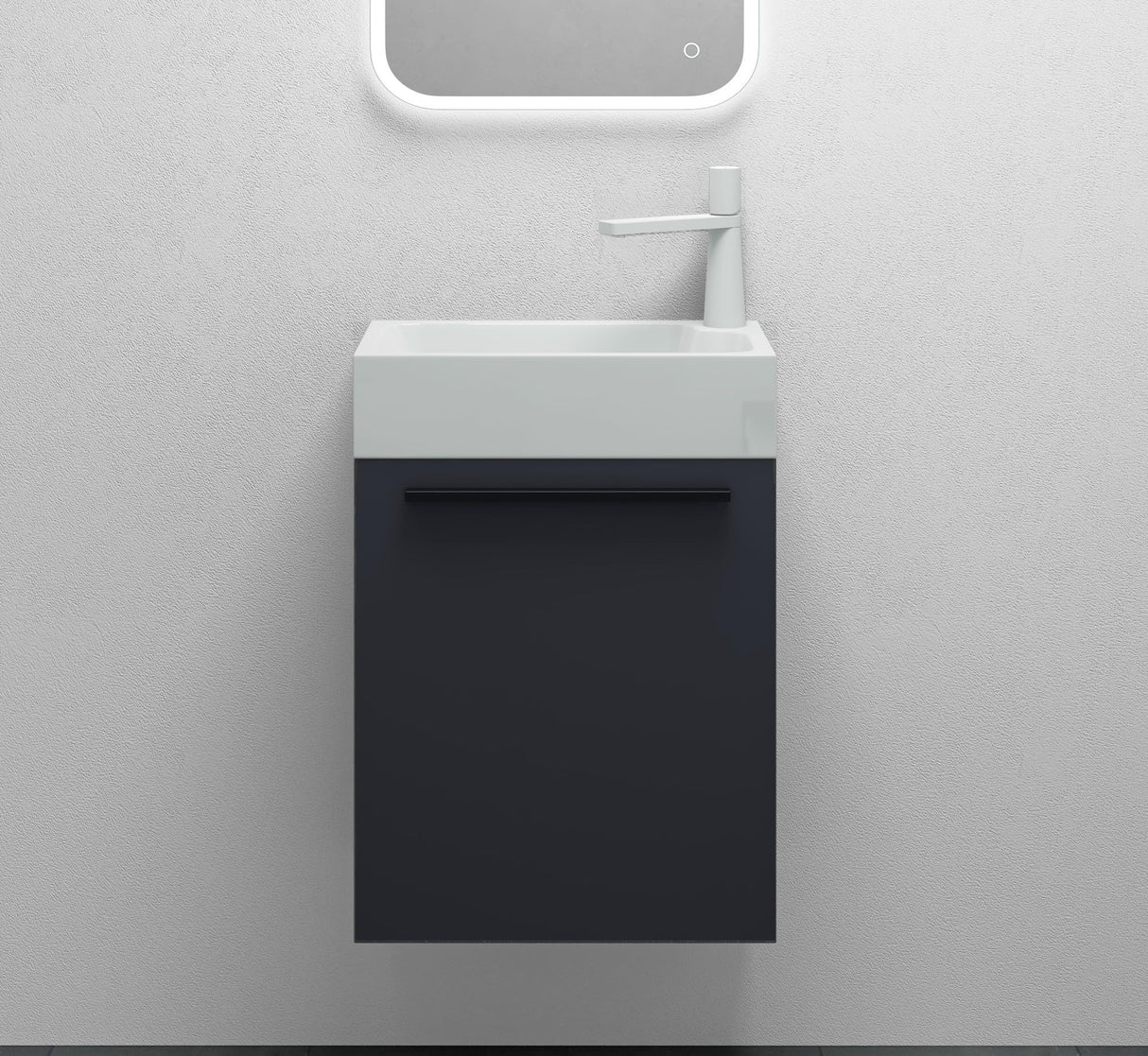 glasvilla Ensemble de Meubles de Salle de Bain Petit Meuble Sous-Vasque 46 cm Meuble Bas avec Vasque Blanche en Solid Surface pour WC Invités Pisa