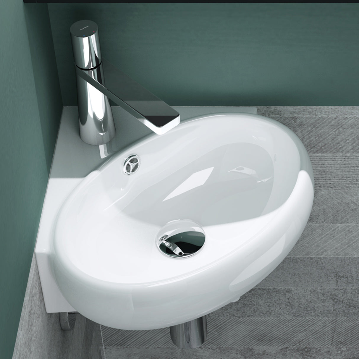 glasvilla lavabo lavabo de encimera lavabo colgante pequeño cuenco de cerámica blanco con recubrimiento nano para el baño y aseo de invitados Bruselas002