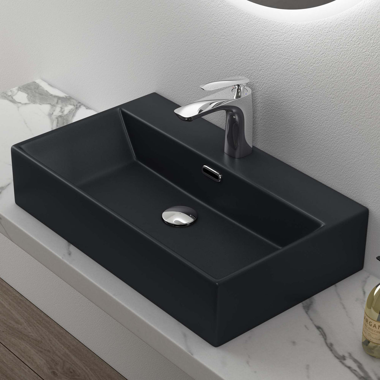 Vasque à poser en céramique Glasvilla, vasque murale, meuble sous-vasque avec revêtement nano Brussels206