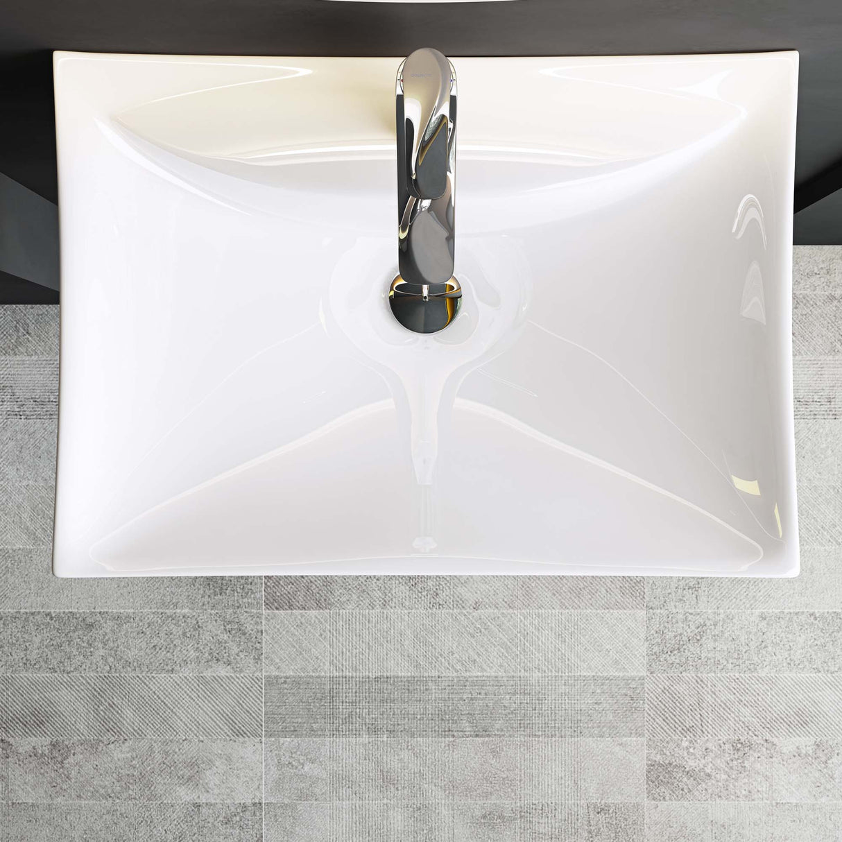 Lavabo à poser Glasvilla, lavabo suspendu, dimensions L x P x H : 60 x 44 x 18 cm, céramique blanche avec nano-revêtement, Bruxelles 709