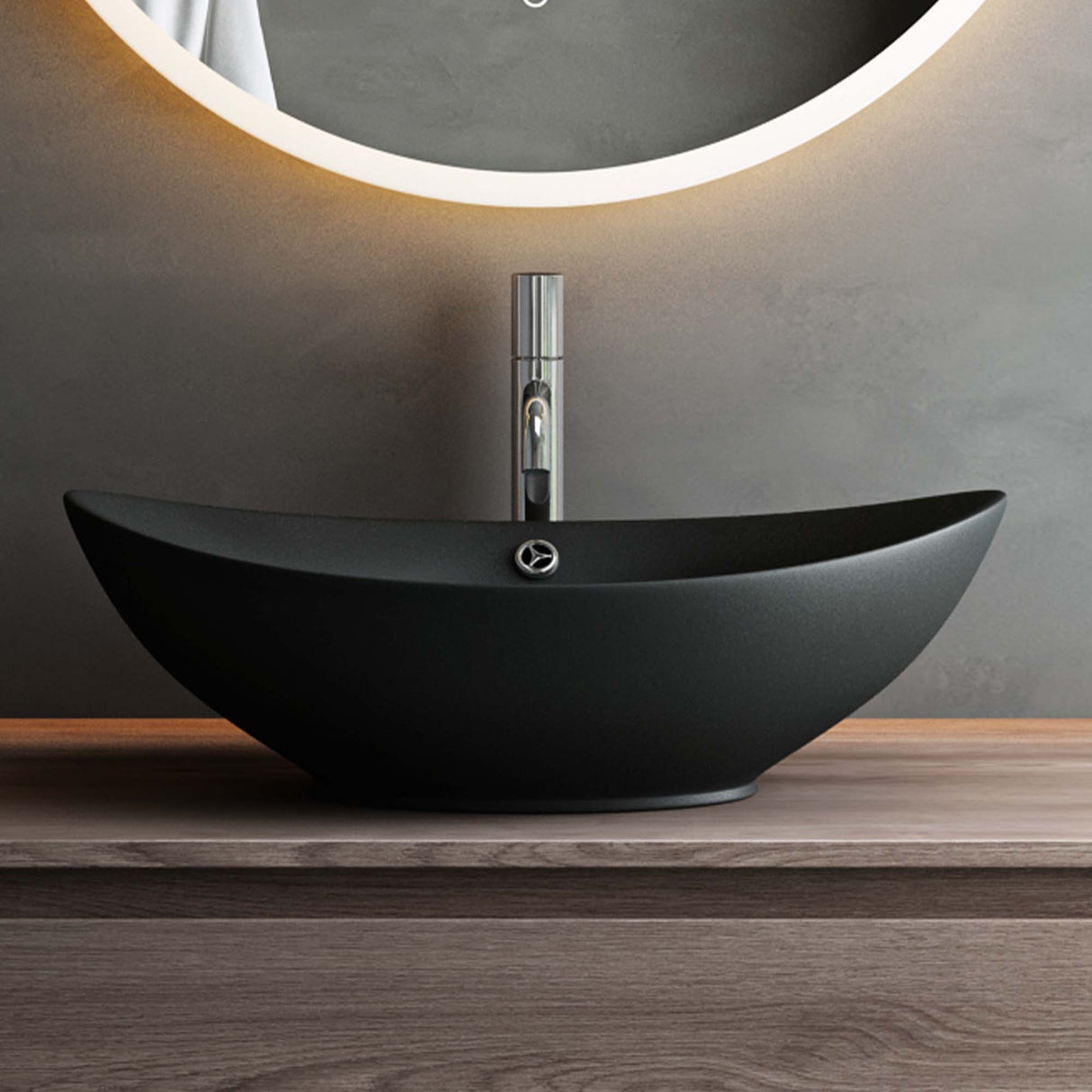 Vasque à poser ovale Glasvilla en céramique 59 x 38 cm, avec revêtement nano, réf. Br818