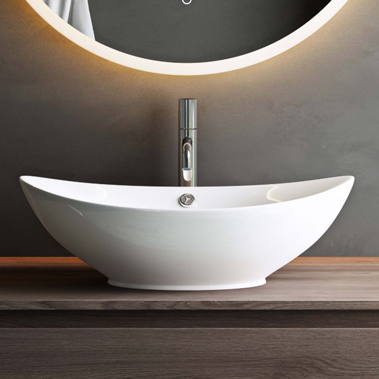 Vasque à poser ovale Glasvilla en céramique 59 x 38 cm, avec revêtement nano, réf. Br818