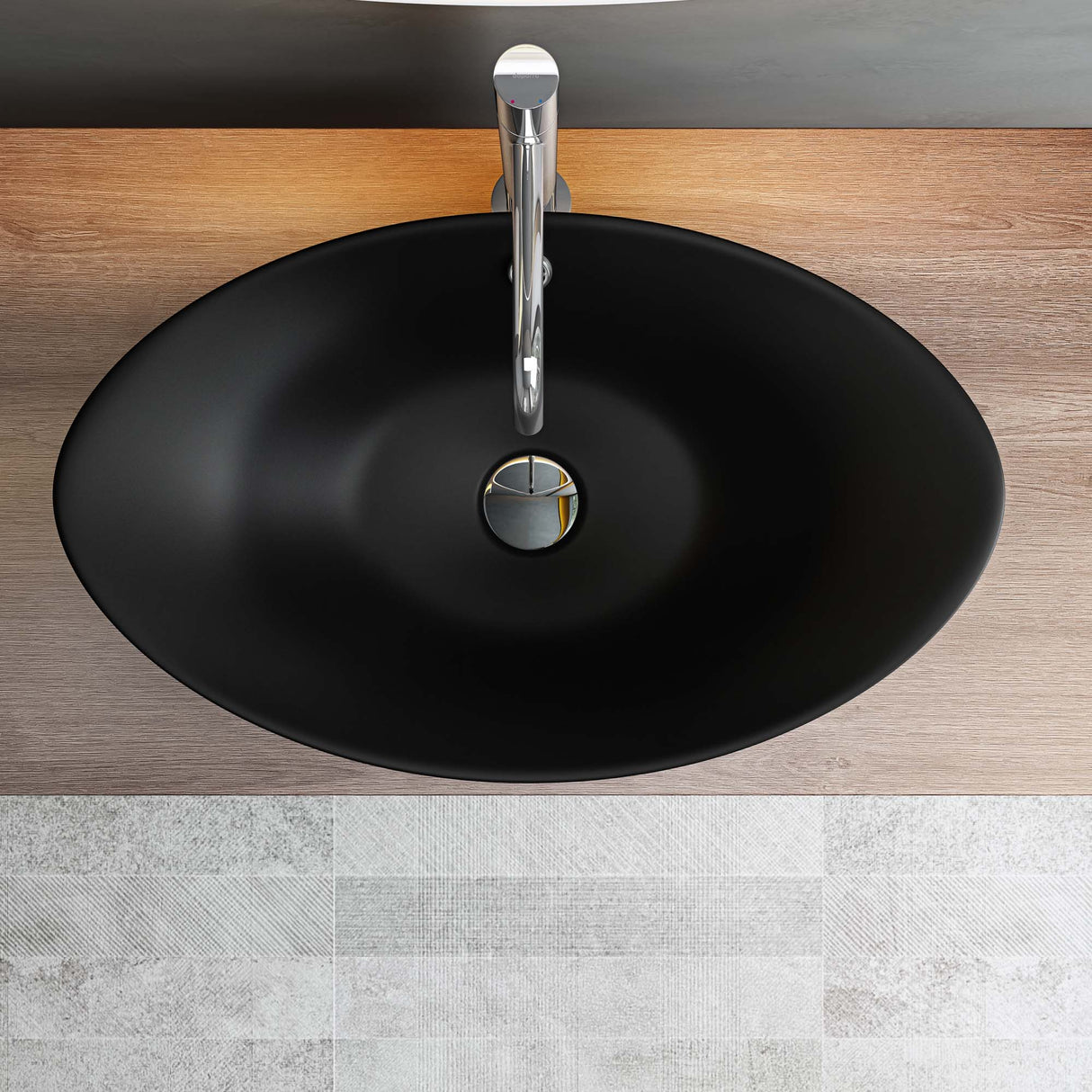 Vasque à poser ovale Glasvilla en céramique 59 x 38 cm, avec revêtement nano, réf. Br818