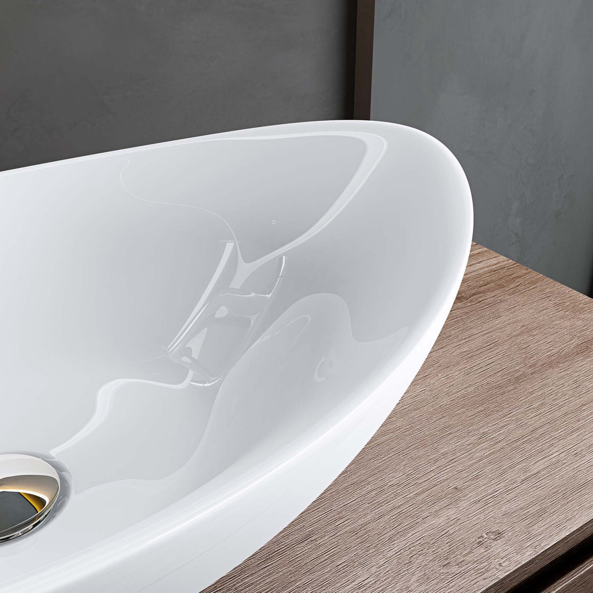 Vasque à poser ovale Glasvilla en céramique 59 x 38 cm, avec revêtement nano, réf. Br818