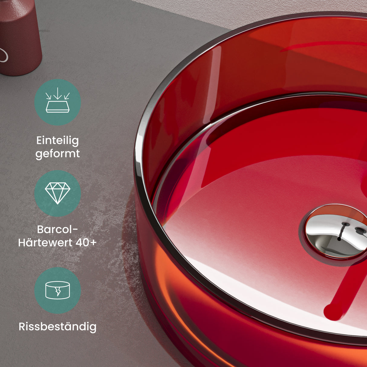 Lavabo Sobre Encimera Glasvilla Coloria01 Resina Translúcida Redonda (40 cm)