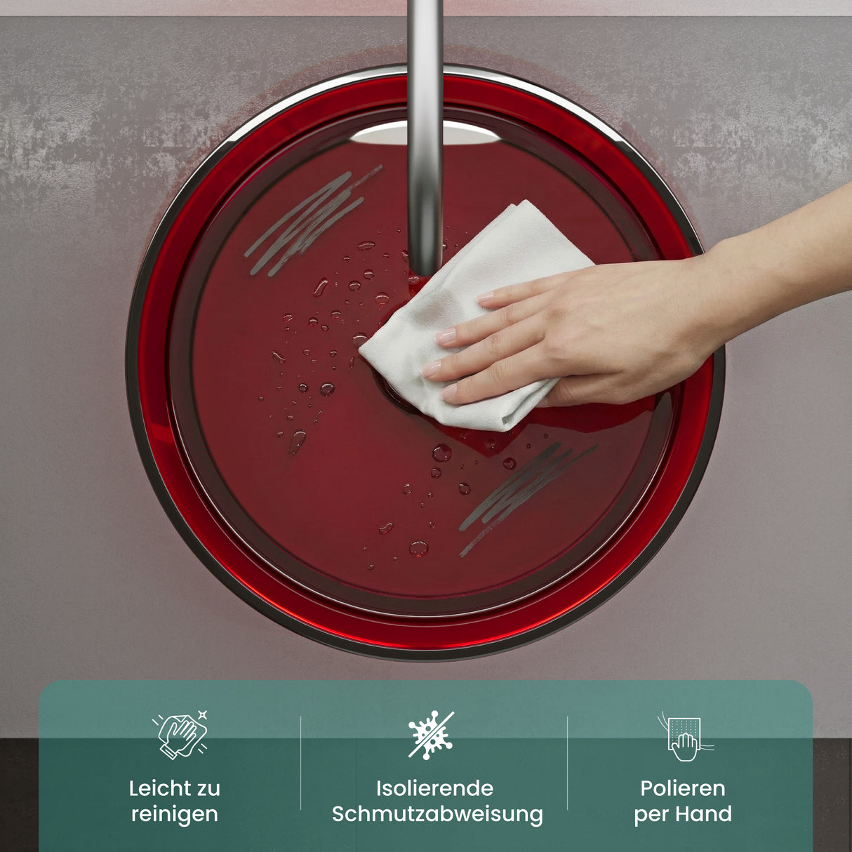 Lavabo Sobre Encimera Glasvilla Coloria01 Resina Translúcida Redonda (40 cm)