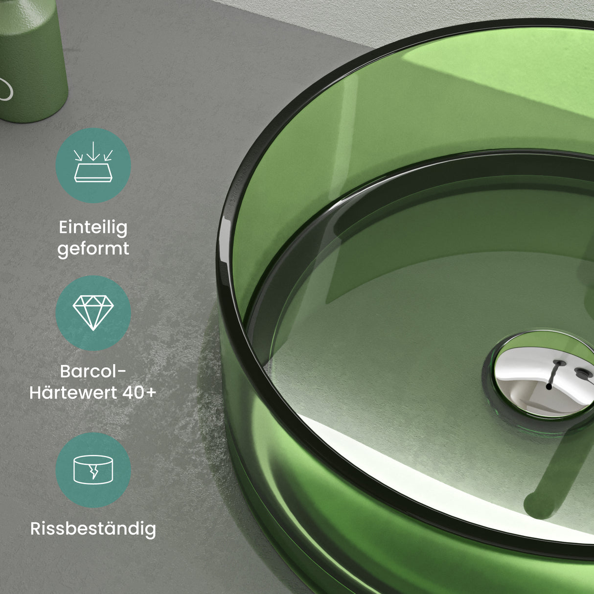 Lavabo Sobre Encimera Glasvilla Coloria01 Resina Translúcida Redonda (40 cm)