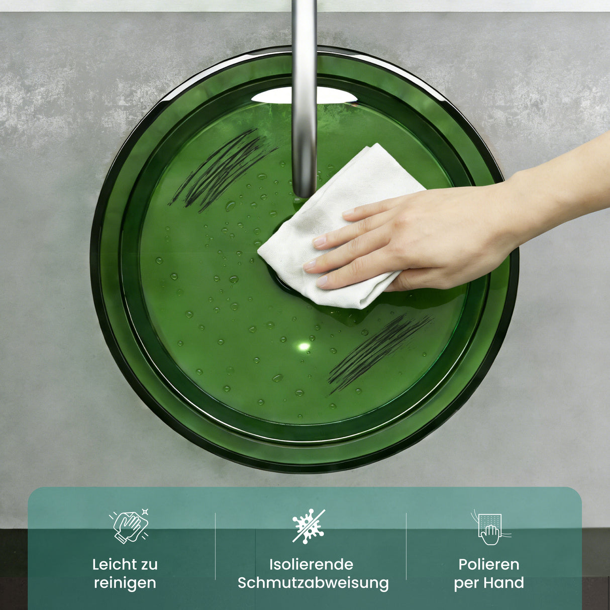 Lavabo Sobre Encimera Glasvilla Coloria01 Resina Translúcida Redonda (40 cm)