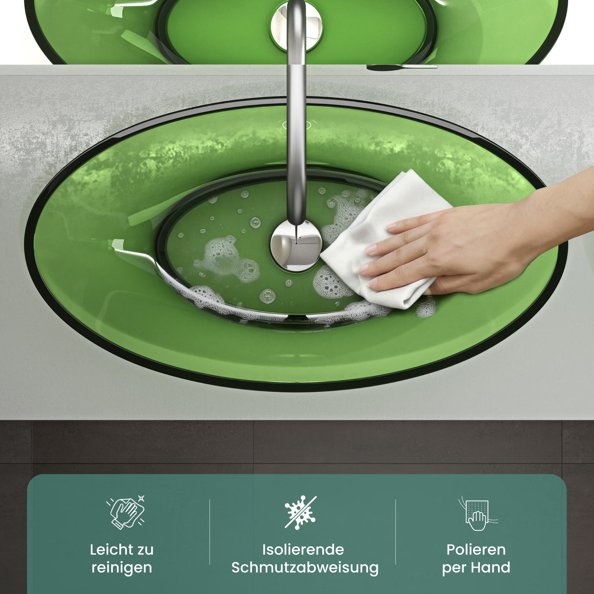 Glasvilla Design Lavabo Sobre Encimera Coloria02 – Resina Oval Translúcida 63 cm