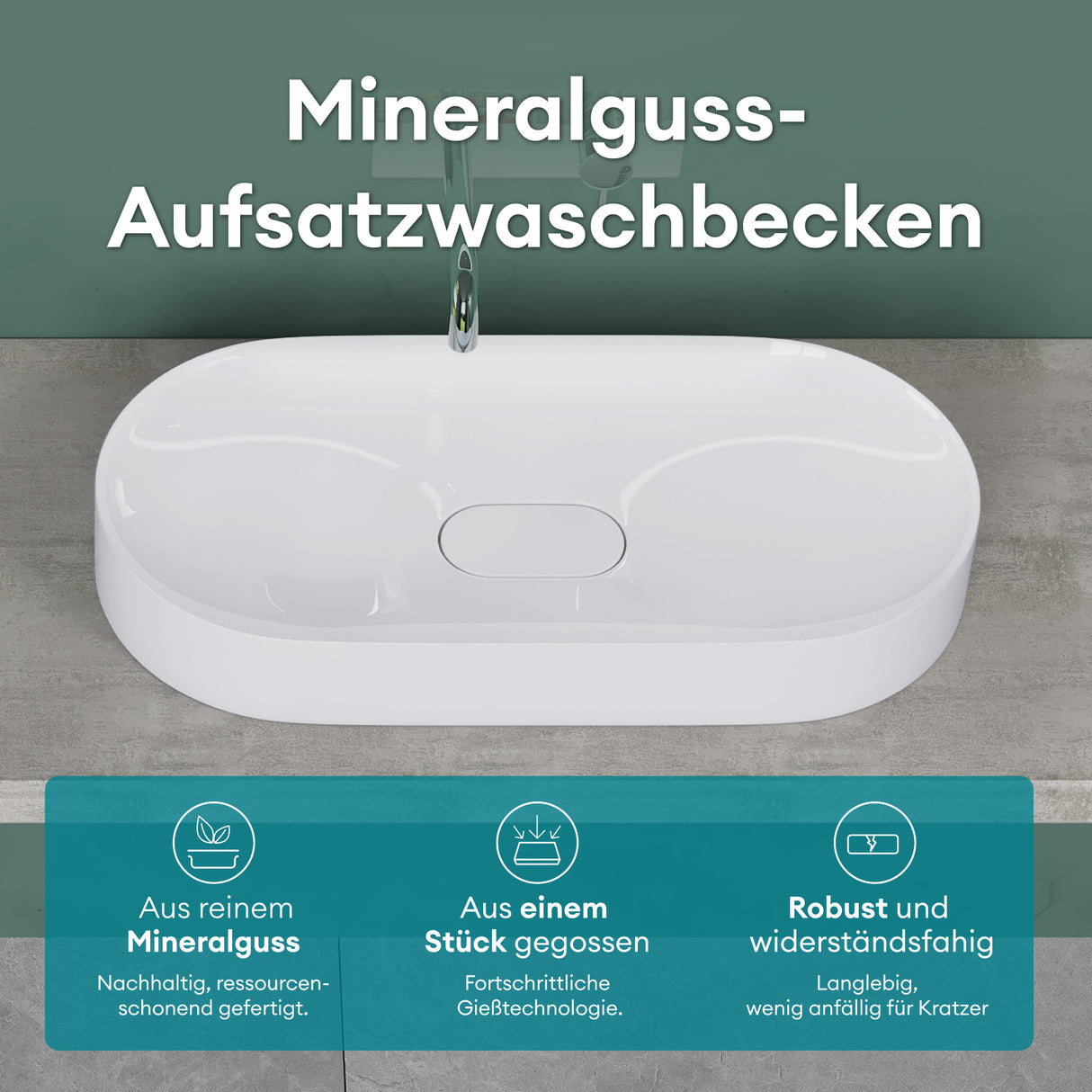 glasvilla lavabo sobre encimera cuenco de mineral compuesto incl. sellado nano Col826