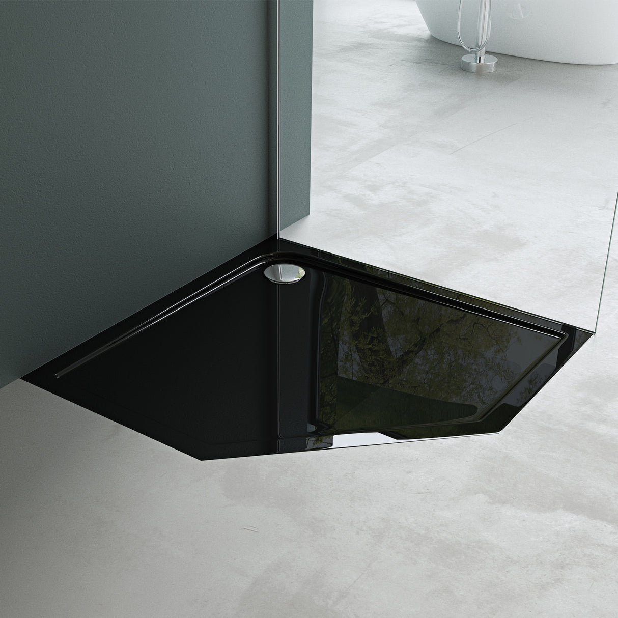 Receveur de douche Glasvilla en acrylique sanitaire, pentagonal Faro5