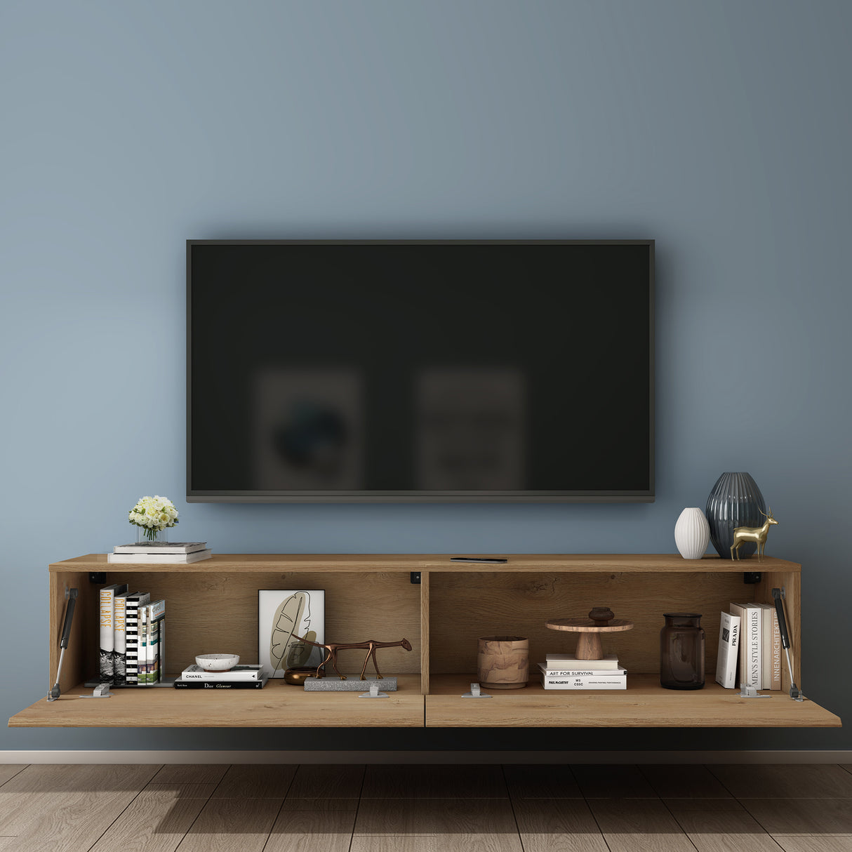 glasvilla mesa de televisión mueble de televisión armario con asa oculta y cierre suave mueble bajo armario colgante para sala de estar mueble de televisión02