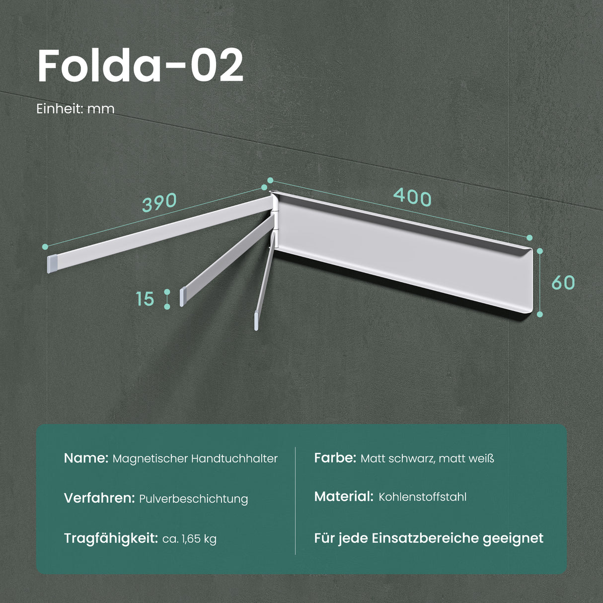 soporte para toallas glasvolla sin taladrar, giratorio 180° con 3 brazos, barra para toallas autoadhesiva o magnética, soporte para toallas de baño para baño y cocina Folda-02
