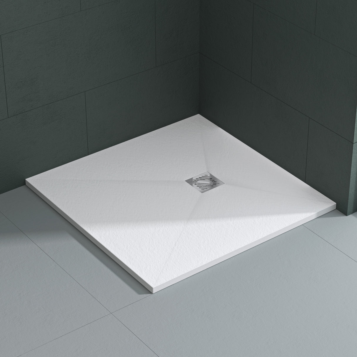 Receveur de douche Glasvilla en matériau minéral moulé, raccords DIN Geoma09