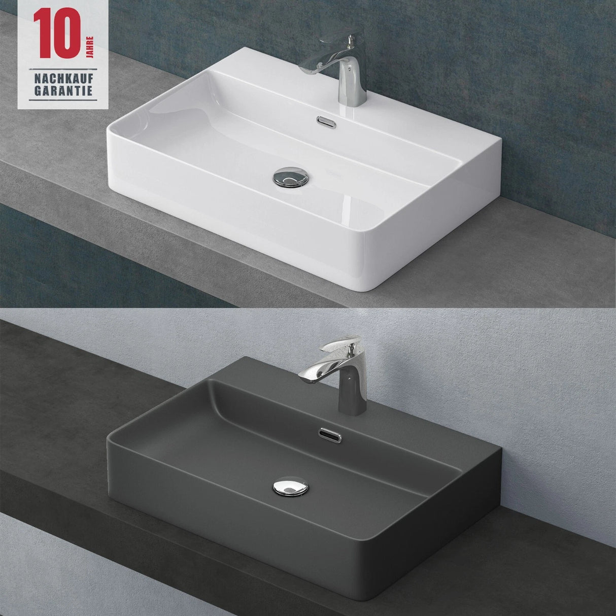 glasvilla Lavabo Lavabo de Encimera Meissen201 Mueble de Baño de Cerámica con Recubrimiento Nano