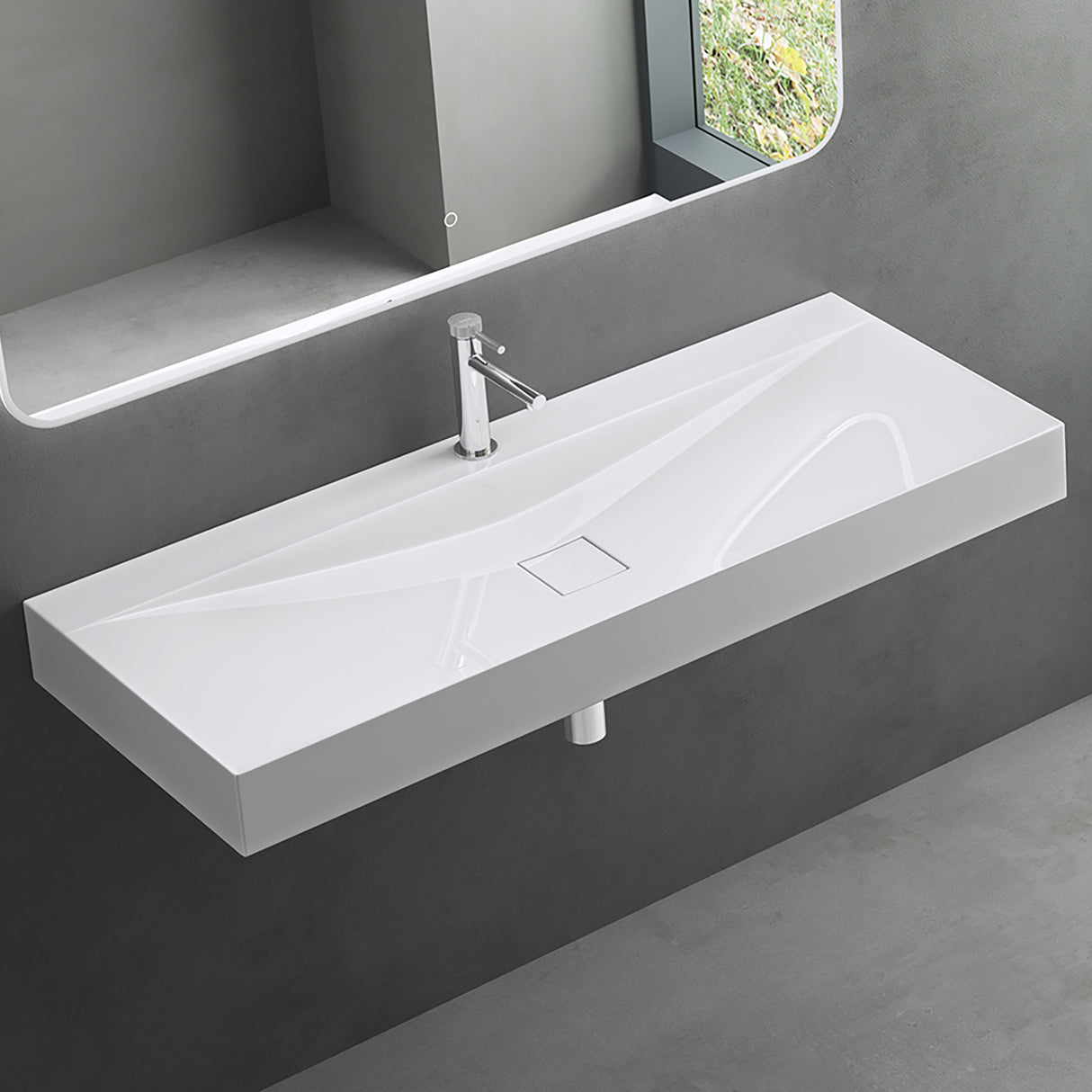 glasvilla Lavabo da Appoggio da Marmo fuso Lavabo Bagno Sospeso Lavandino Bagno Rettangolare Colossum810