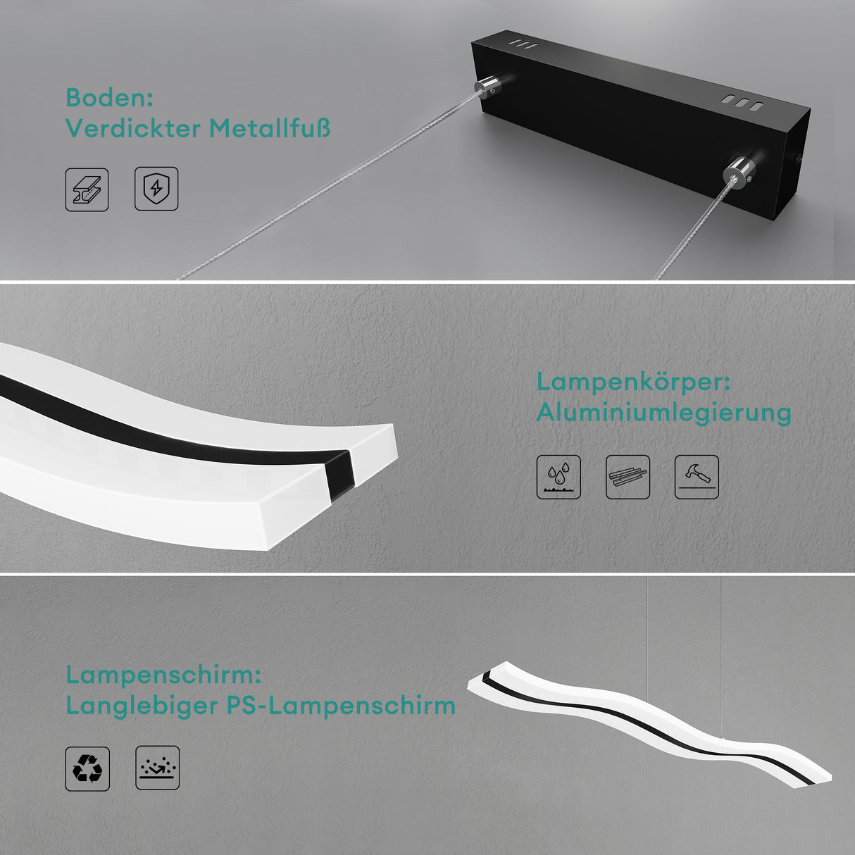 Suspension Glasvilla 97 cm, lampe LED dimmable avec télécommande, température de couleur 3000K/4000K/6000K, câble ajustable, 36 W, idéale pour salle à manger, salon ou chambre.