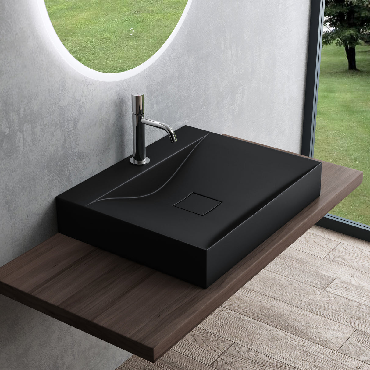 glasvilla Lavabo da Appoggio da Marmo fuso Lavabo Bagno Sospeso Lavandino Bagno Rettangolare Colossum810