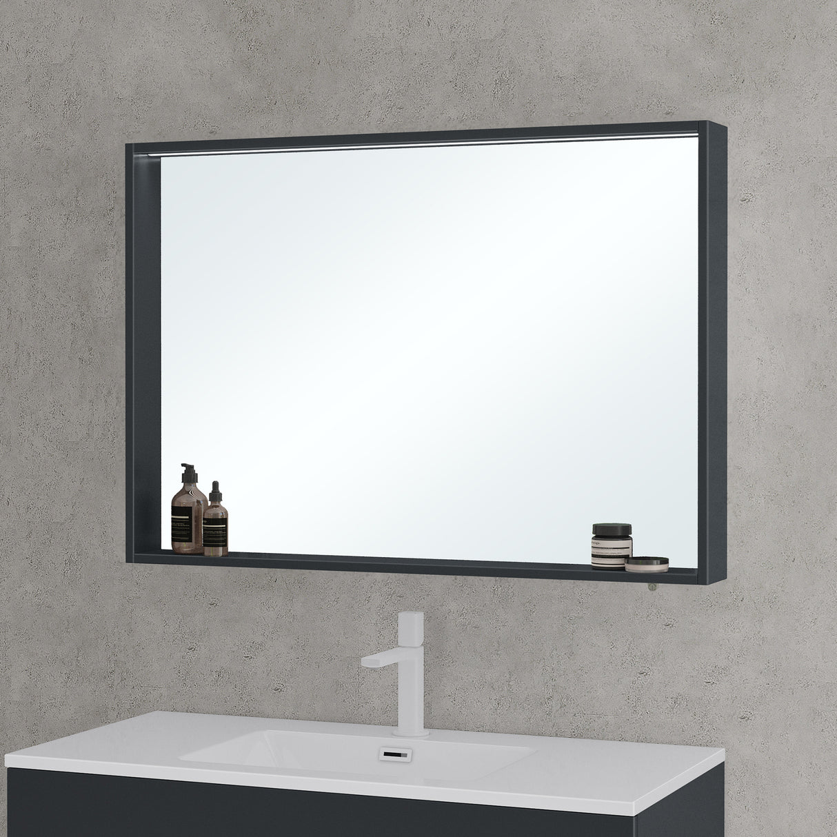 glasvilla Armadietto a Specchio con Luce Specchio con Pensile per Bagno con Luce LED Mobiletto da Bagno con Ante a Specchio Spiegelschrank-01