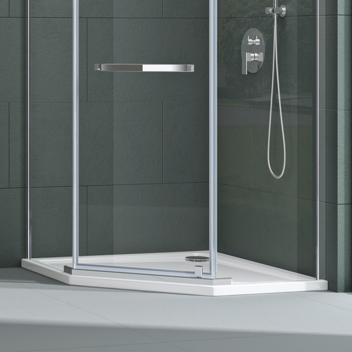 Receveur de douche Glasvilla en acrylique sanitaire, pentagonal Faro5