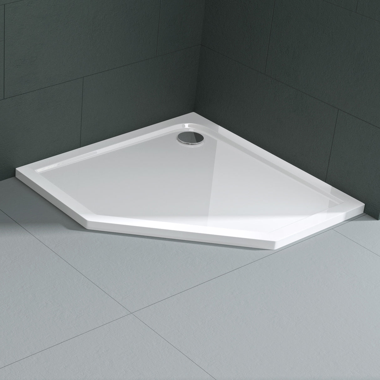 Receveur de douche Glasvilla en acrylique sanitaire, pentagonal Faro5